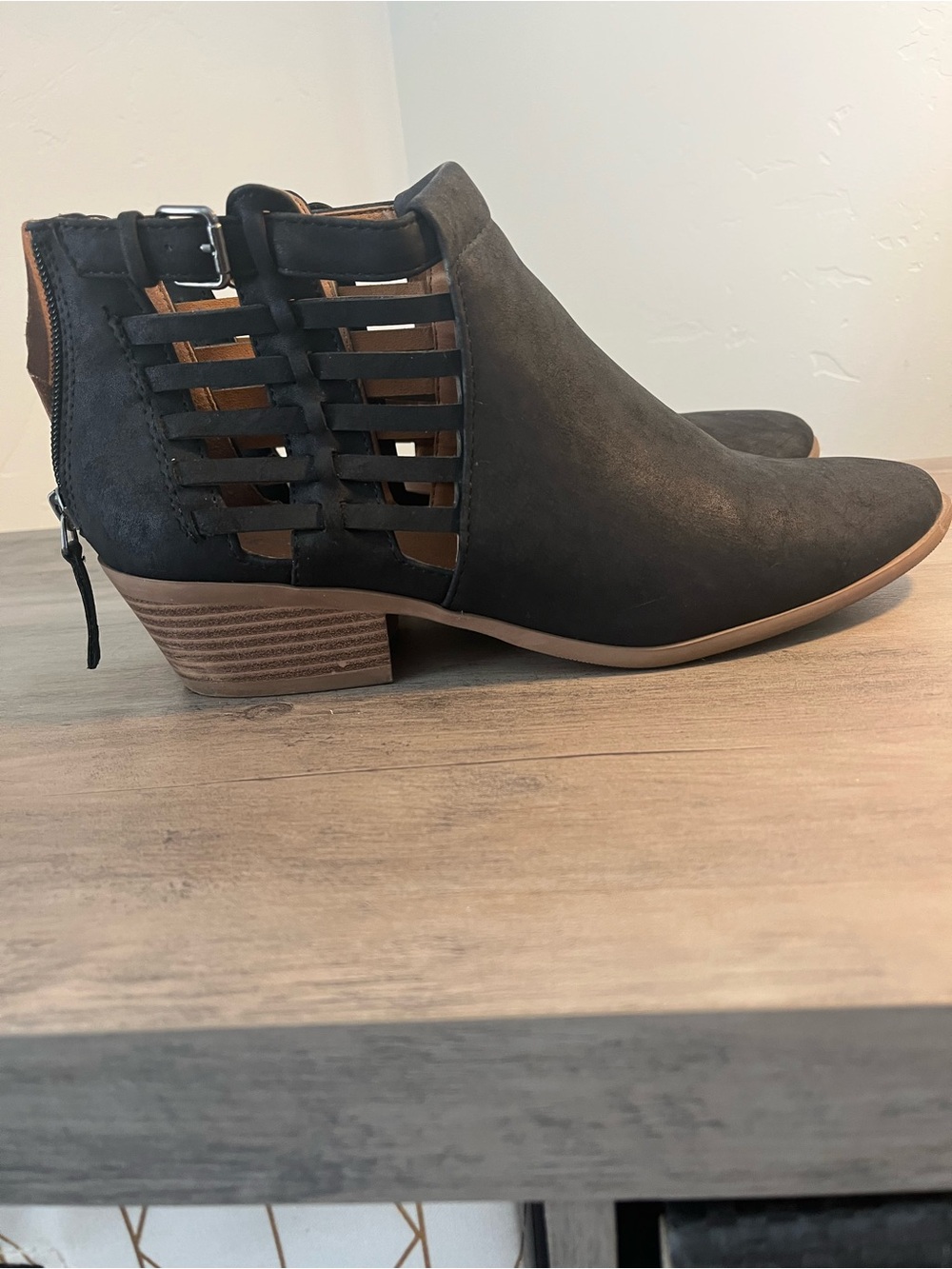 Soda Black Cutout Side Buckle Ankle Booties